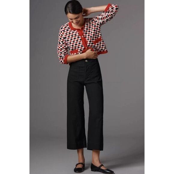 Anthropologie Pants - Anthropologie Maeve The Colette Crop Wide Leg Linen Pants Size 30 Black P20